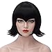 Bopocoko Black Wig Short Curly Hair Wigs for Women Halloween Cosplay Costume Wigs Heat Friendly Synthetic Wig BU131