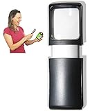EasY Magnifier Small-Magnifying-Glass with LED-Light 3X Lighted-Pocket Hand Held Lighted Magnify Glasses for Close Work Reading Books Pill Bottles; Mini Lens for Visually Impaired A Low Vision Aid