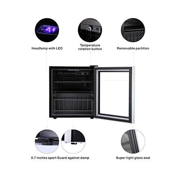 Antarctic-Star-16cuft-Wine-CoolerCabinet-Beverage-Refrigerator-Small-Mini-Red-White-Wine-Cellar-Beer-Soda-Clear-Front-Glass-Door-Counter-Top-Bar-Fridge-Quiet-Operation-Compressor-Adjust-Temperature-Fr