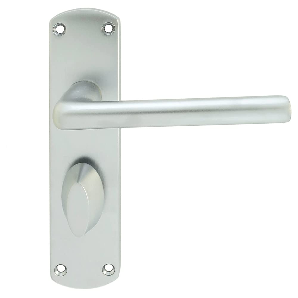 Serozzetta Eden Door Handles on Back Plate - Bathroom (57mm c/c) - Satin Chrome
