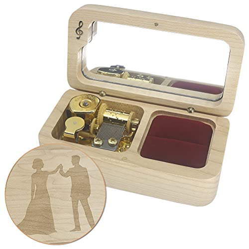 SOFTALK Vintage Square Wood Ring Box Jewelry Box 18 Tones