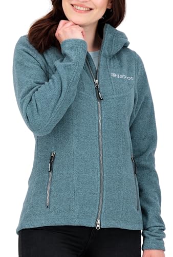 DEPROC-Active Damen Strickfleecejacke mit Stehkragen Übergangsjacke Windbreaker Fleecejacke Wohlfühljacke Glory May Giacca in Pile, Grigio Chiaro, 50 Große Größen Donna