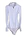 TRURENDI Women's Long Sleeve V-Neck Pleated Bodysuit Blouse Top Classic Shirt