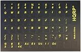 HQRP UK Keyboard Stickers Yellow Letters Black Non-Transparent Laptop Desktop