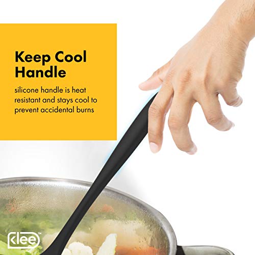 Klee 10-Piece Non-Stick Silicone Kitchen Utensil Set, Black - Thumbnail 6