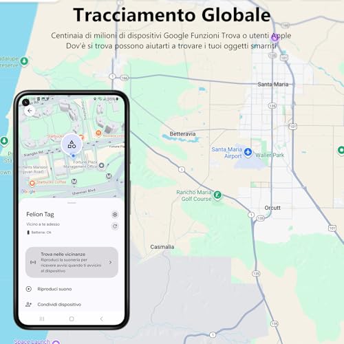 VOCOlinc Smart Tag Tracker Compatibile con Android Google Funzioni Trova o iOS Apple Dov'è App, Bluetooth Localizzatore Trova Oggetti per Chiavi/Portafoglio/Bagaglio/Zaino Borsa, 4 Pezzi Nero