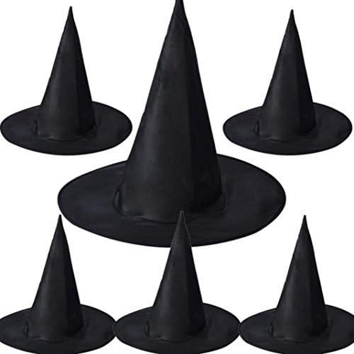 Adult Womens Black Witch Hat For Halloween Costume Accessory (6PCS)