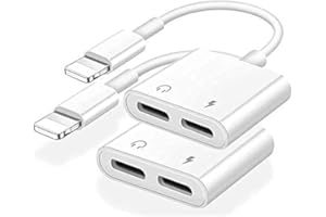 DESOFICON [Apple MFi Certified] 2PACK iPhone Lightning to 2 Lightning Adapter, Dual Lightning AUX + Charger Adapter Dongle Cable Splitter Compatible with iPhone 12/11/SE/X/XR/XS/8/7/6 Support Call + Charging