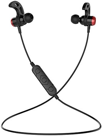 VMTOP Bluetooth Headphones, Wireless Earbuds Sport, Richer Bass HiFi Stereo In-Ear Earphones w/ Mic, Noise Cancelling Running Headsets (Red)
