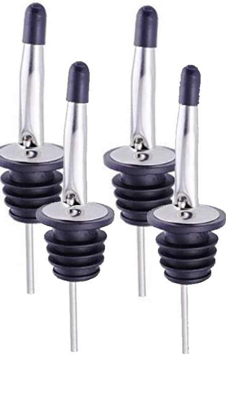 Zap Impex Universal Stainless Steel Bottle Pourer - Liquor and Oil Pourer with Even Spout and Leak-proof Seal (Set of 2 with Cap)