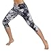 ODODOS Power Flex Women's Tummy Control Workout Running Printed Capris Yoga Capris Pants Hidden Pocket,Crosstalk, Large