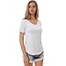 Women's Soft Cotton Tee Plain Wide V Neck T Shirt Short Sleeve Loose Tops Blouse Comfortable Undershirts