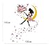 SWORNA Nature Serie Moon Butterfly Flower Girl Vinyl Removable DIY Kids Children Girls Home Wall Art Window Sticker Decor Decal - Bedroom Living Room Kindergarten Playroom Hallway School 55