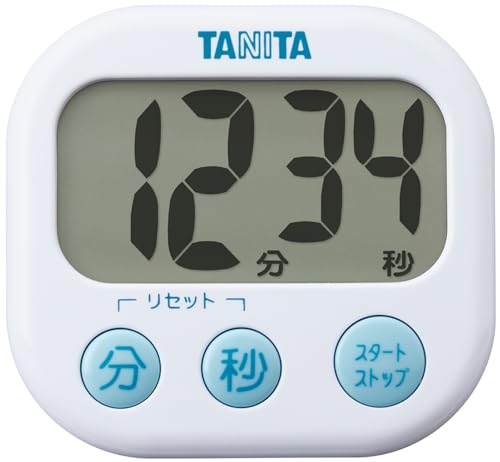 タニタ キッチン 勉強 学習 タイマー 大画面 大音量 100分 マグネット スタンド付き ホワイト でか見えタイマー TD-384 WH