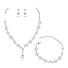 Ruzzykea Women CZ Crystal Wedding Jewelry Set Necklace Earrings Bracelet Set For Bride Bridesmaid Prom Party (Rose Gold)