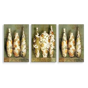 Canvas Wall Art Abstract Watercolor Vases Painting Artwork for Home Prints Framed - 16"x24" x 3 Panels
