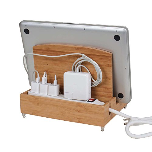 G.U.S. Zen Ultra Charging Station and Dock with Built-in Power Strip Storage, for Laptops, Tablets, and Phones - A 6-Outlet AC Power Strip is Included!