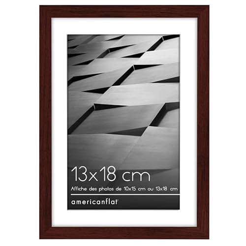 Americanflat 7x5 Photo Frame in Mahogany Colour - Thin Border 6x4 Photo Frame with Mount or 7x5 Frame Without Mount - Picture Frame with Shatter-Resistant Glass and Easel for Wall and Tabletop Display