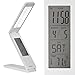 Dollermy USB Rechargeable Folding LED Eye -Protection Desk Lamp ,Touch Control Lamp with Alarm Clock Calendar Temperature Display