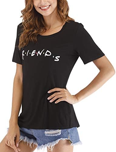 Cuihur Women's Summer Short Sleeve Friends T Shirt Loose Casual Graphic Tees Blouse Tops