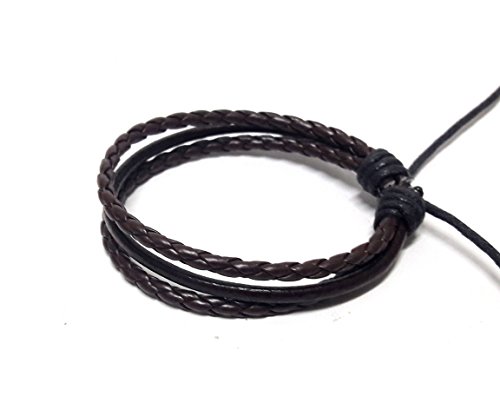 Mens Brown Leather Bracelet Multi-strand Leather Bracelet Casual Mens Women Genuine Leather Cuff Bracelet