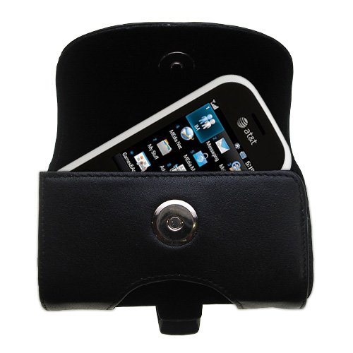 Belt Mounted Leather Case Custom Designed for the LG Neon - Black Color with Removable Clip by Gomadic