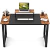 CubiCubi Computer Office Small Desk 47″, Study Writing Table, Modern Simple Style PC Desk with Splice Board, Black and Rustic Brown