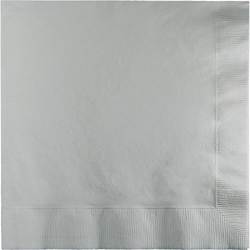 Creative Converting Paper Napkins, 3-Ply Luncheon Size, Shimmering Silver Color, 50-Count Packages (Pack of 5)