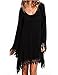 OVERMAL Women's Long Sleeve A-line Lace Stitching Trim Mini Dress (ASIA XL = US 10)