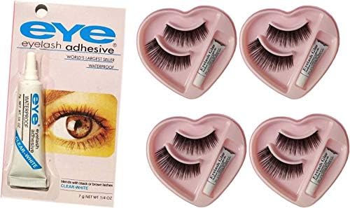 CartKing Eyelashes with Glue Combo Set, Natural & Easy to Wear, Eyelashes Adhesive Included, Waterproof, Lashes Fixer, Eyelashes Extension, Complete Eyelashes Accessories - 2 Eyelashes & 1 Eyelashes Glue