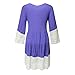 HIMONE Women Bohemian Flare Sleeve Lace Splice Loose Tunic Dress