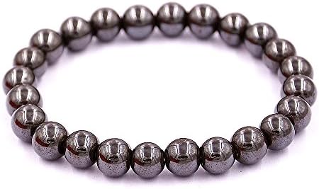 Natural Gemstones Bracelet Tiger Eye Bracelet Elastic Rope Chain Lava Stone Stretch Bracelets (Hematite)