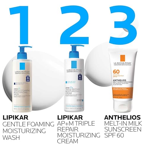 La Roche-Posay Lipikar AP+ Gentle Foaming Moisturizing Wash, Shea Butter + Niacinamide + Glycerin, Moisturizing Body Wash For Dry Skin, National Eczema Association Accepted, Dermatologist Tested​
