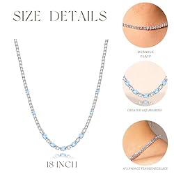 FANCIME Sterling Silver Created Aquamarine Tennis
