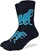 Good Luck Sock Men's Black T-Rex Dinosaur Crew Socks,Large (Shoe size 7-12)