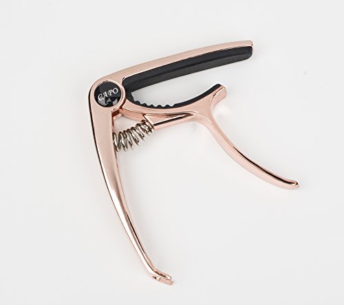 ZEALUX Multifunctional Guitar Capo for Guitars, Ukulele, Banjo, Mandolin, Bass. Ultra Lightweight Aluminum Metal for 4 & 6 & 12 String Instruments - Premium Accessories (Rose Gold)
