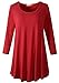 LARACE 3/4 Sleeve Shirts for Women Plus Size Tunic Dressy Top Loose Fit Flare T-Shirt(L, Wine Red)