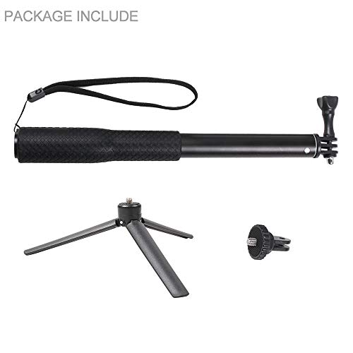 SUREWO Aluminum Rubber Waterproof Selfie Stick,Extendable Handheld Monopod Adjustable Tripod Pole Compable Gopro Hero (2018) 6/5/4 Black Hero 5/4 Session 4 Silver 3+ AKASO Xiaomi YI and More