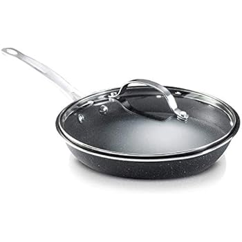 GRANITESTONE Frying Pan Nonstick, Warp-Free, with Glass Lid and Stay-cool handles (11 inch)