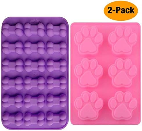 2-Piece Puppy Dog Paw Baking pan, Dog Bone Cookie Cutter Set， Silicone Mold, Ice Cube Mold, Chocolate Mold,Candy Making Molds