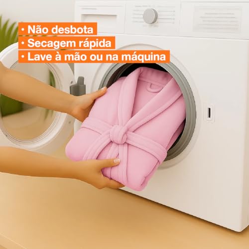 Roupão Microfibra Feminino Masculino Unissex Adulto Quentinho Inverno Frio Super Macio Confortável Antialérgico Secagem Rápida Saída de Banho Casa Hotel Enveloz