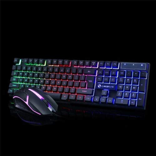GoDeal 2 in 1 LED Backlight Computer Accessories Kit Fashion Wired Mechanical Keyboard + Wear Resistant Wired Gaming Mouse Game Suit for All Types of Computers