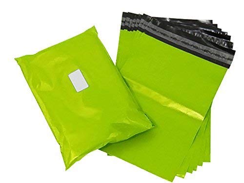 Colour Mailing Poly Postal Self Seal Bags Postage Packaging Assorted Mailers Posting Shipping Package Bags (10x14" (250x350mm), Neon Green, 25)