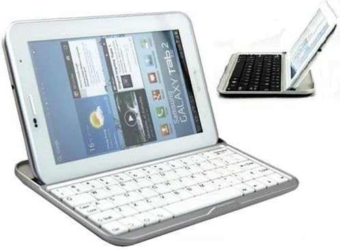EVERSTAR Samsung Galaxy Tab 2 7.0 Bluetooth Keyboard Dock Smart Case Accessory Cover 3-in-1 Wireless Keyboard for Samsung Galaxy Tab 2 7.0 P3100, P3110, P3113, P6100, P6110 + EVERSTAR Microfiber Cleaning Cloths (Galaxy Tab 2 7.0, White Keys)