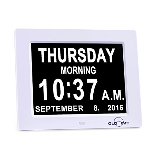 5 Alarm Options - 8" Digital Calendar Alarm Day Clock with Extra Large Non-Abbreviated Day & Month, Alzheimer's and Memory Loss Clock - Perfect for Mom Dad And Seniors,Reminders To Take Medications