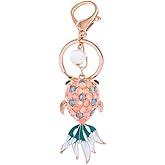 ARFUKA Keychain Rhinestone Fish Pendant Keyring 3D Animal Iced Out Metal Key Ring Bag Charm Christmas Birthday Gift Keychains Key Chain Key Ring Holder for Men and Women