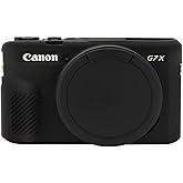 Hxdzieory G7X Mark II Camera Case, G7X Removable Lens Cover Silicone Cover for Canon PowerShot G7X ii, G7X Accessories, Lightweight Rubber Soft Silicone Case (Black)