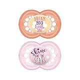 MAM Attitude Pacifier (2 pack, 1 Sterilizing Pacifier Case), Pacifiers 6 Plus Months, Baby Girl Pacifier, Best Pacifiers for Breastfed Babies, Sterilizing Storage Case