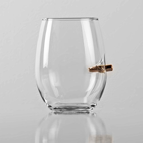 Benshot bulletproof wine glass with real bullet