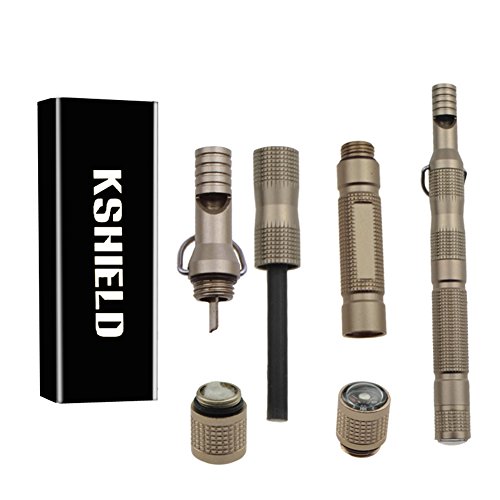 MaiTian Outdoor Magnesium Fire Starter, Camping Flint Compass, Waterproof Tinder, Tactical Keychain Essential Tool for Camping